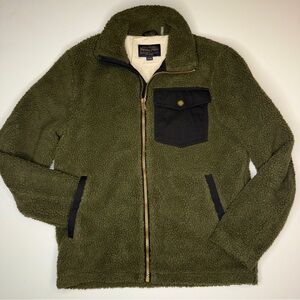 Pendleton Olive Green Sherpa Zip Jacket with Black Chest Pocket